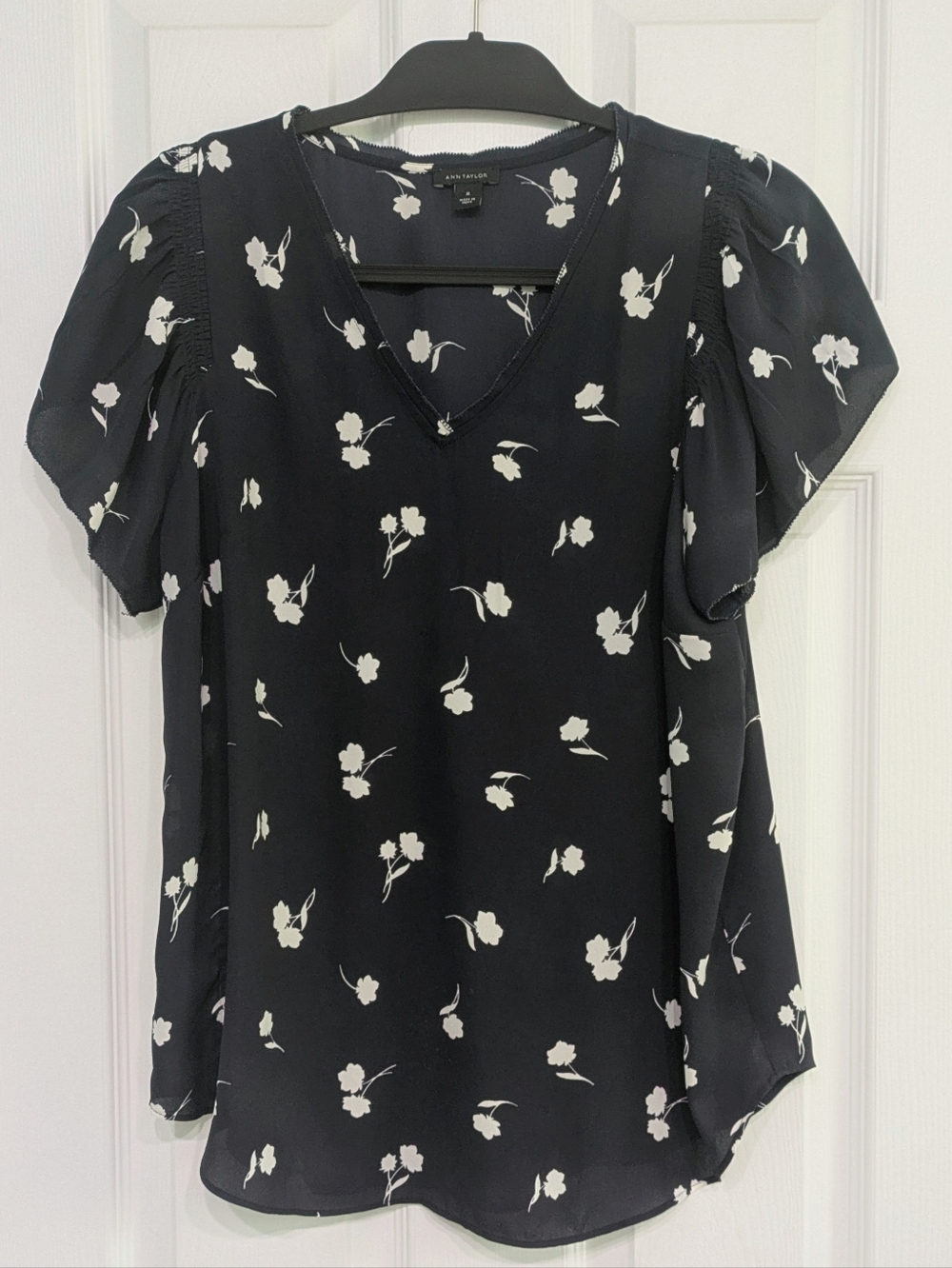 Ann Taylor Navy and White Top